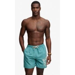 Superdry Homme Short de Bain 16 Pouces Logo Imprimé Green Taille: XL