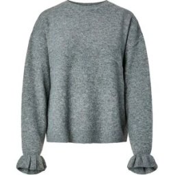Pieces Pull Sally Frill Medium Grey Melange L Femme
