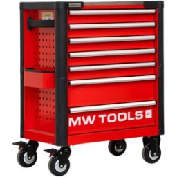 Servante d'atelier 7 tiroirs rouge et noire finition haute qualité avec plan de travail en acier inoxydable MW Tools GWB107
