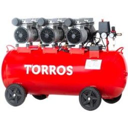 Compresseur silencieux sans huile cuve 100 L 2,2 kW / 3 Ch 420 L/min 10 bar 63 dB(A) 230V Torros TC1004810MS