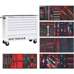 Servante d'atelier complète large, blanche XL 514 outils MW Tools MWE512G3W