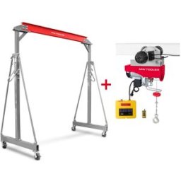 Grue à portique 2 t + palan électrique sans fil avec chariot intégré 500/1000kg MW Tools PTLK2-SET1000B