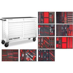 Servante d'atelier complète large, blanche XL 514 outils MW Tools MWE512G4W