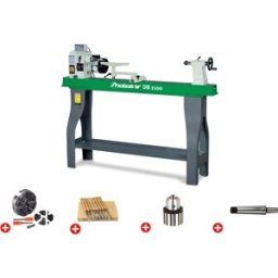 Pack tour à bois 358x1100mm + mandrin 100 mm + jeu 8 burins + mandrin à couronne + abre Holzstar DB1100 PACK