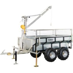 Remorque double essieu 4 roues 1400kg benne galvanisée basculante + grue 2000x1070x580 mm Torros AHR1400GK