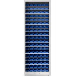 Armoire ouverte avec 114 bacs de rangement MW Tools DEBK95