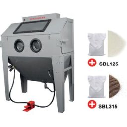 PACK Cabine de sablage 420 L avec 25 kg de microbilles de verre et 25 kg de corindon brun MW Tools CAT420SET