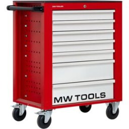 Servante d'atelier 7 tiroirs rouge et grise robuste en acier soudé verrouillable roues ø125 mm MW Tools GW107G