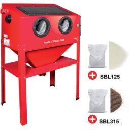 PACK Cabine de sablage 220 L avec 25 kg de perles de verre et 25 kg de corindon brun MW Tools CAT410SET