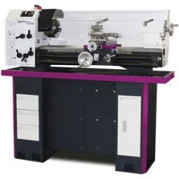 Tour à métaux d'établi hauteur des pointes 150 mm entre-pointes 800 mm alésage 36 mm 1,1 kW 400V par engrenages Optiturn TU3008G