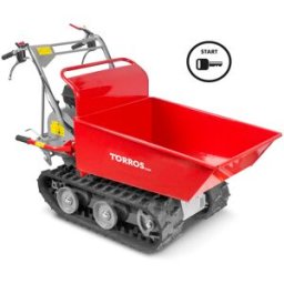 Brouette à moteur thermique à chenilles benne basculante manuelle 300KG 6,5CH 3+1R vitesses à démarrage électrique Torros MRD300E