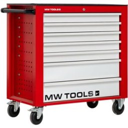 Servante d'atelier 7 tiroirs rouge et grise large 940 mm en acier soudé verrouillable roues ø125 mm MW Tools GW207