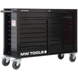 Servante d'atelier 15 tiroirs noire XXL 1415 mm robuste en acier soudé verrouillable roues ø125 mm MW Tools GW115B