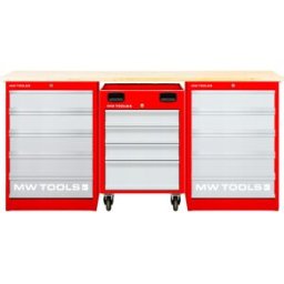 Établi modulaire Multiplex avec 2 armoires à tiroirs 5T et 1 servante d'atelier 4T 2000 mm MW Tools MOD20L55M