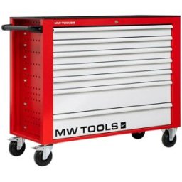 Servante d'atelier 7 tiroirs rouge et grise extra large 1135 mm avec verrouillage intégré dans la poignée roues ø125 mm MW Tools GW307
