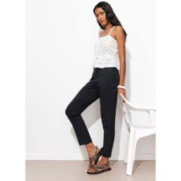 Promod Pantalon cigarette Femme Rayé marine 44