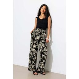 Promod Pantalon large imprimé Femme Imprimé noir 34