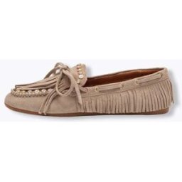 Promod Mocassins en cuir à strass Beige 36