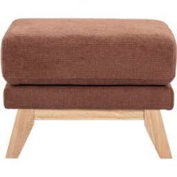 Miliboo Pouf repose-pieds scandinave en tissu chenille terre brûlée et bois clair OSLO