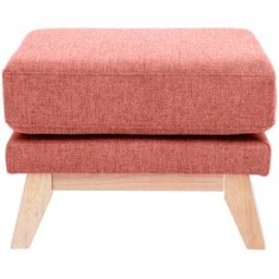 Miliboo Pouf repose-pieds déhoussable scandinave en tissu effet velours texturé terracotta et bois clair OSLO