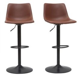 Miliboo Tabourets de bar vintage réglables pivotants marron clair (lot de 2) NEW ROCK