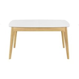 Miliboo Table extensible rallonges intégrées rectangulaire blanc et bois L140-180 cm MEENA