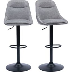 Miliboo Tabourets de bar réglables pivotants 360° en tissu effet velours texturé gris et métal (lot de 2) ALESS