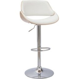 Miliboo Tabouret de bar design réglable pivotant 360° blanc et bois clair CLASH