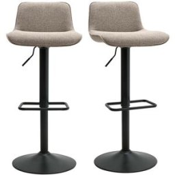 Miliboo Tabourets de bar réglables pivotants 360° en tissu taupe et métal noir (lot de 2) BOOST
