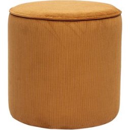 Miliboo Pouf rond en tissu velours côtelé jaune curry D40 cm PAUL