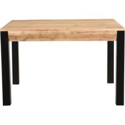 Miliboo Table extensible rallonges intégrées rectangulaire en bois massif et métal noir L120-210 cm TRAP