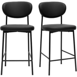 Miliboo Tabourets de bar fixes noirs H65 cm (lot de 2) BREKA
