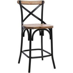 Miliboo Tabouret de bar industriel en bois et métal noir 65 cm JAKE