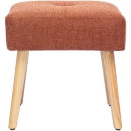 Miliboo Tabouret bas en tissu effet velours texturé terre brûlée et bois clair massif H46 cm GUESTA