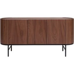 Miliboo Buffet design bois foncé noyer et métal noir 3 portes L160 cm SKYE