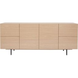 Miliboo Buffet design finition bois clair chêne et métal noir 2 portes 4 tiroirs L180 cm ALASKA