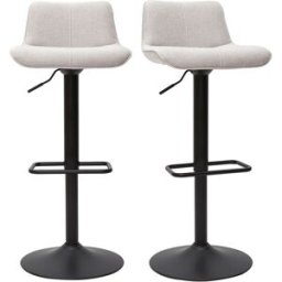 Miliboo Tabourets de bar réglables pivotants 360° en tissu effet velours texturé beige et métal noir (lot de 2) BOOST