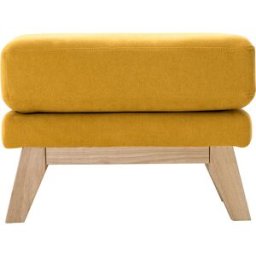 Miliboo Pouf repose-pieds déhoussable scandinave en tissu effet velours jaune moutarde et bois clair OSLO