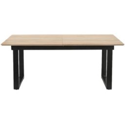 Miliboo Table à manger extensible en bois clair manguier massif et métal noir L180-220 cm BRAVA