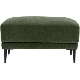 Miliboo Pouf repose pieds en tissu effet velours vert kaki et métal noir JERRY
