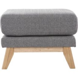 Miliboo Pouf repose-pieds déhoussable scandinave en tissu gris clair et bois clair OSLO