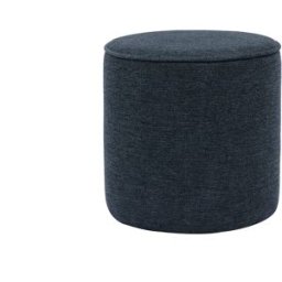 Miliboo Pouf rond en tissu effet velours texturé bleu foncé D40 cm PAUL