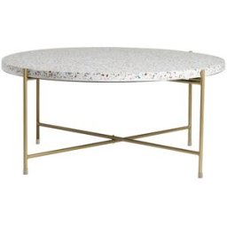 Miliboo Table basse ronde design en terrazzo et métal doré D81 cm MEZZO
