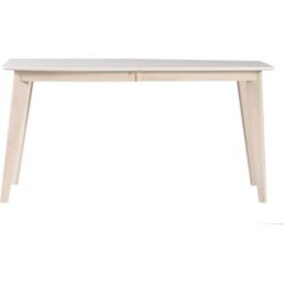 Miliboo Table à manger extensible scandinave blanc et bois clair L150-200 cm LEENA