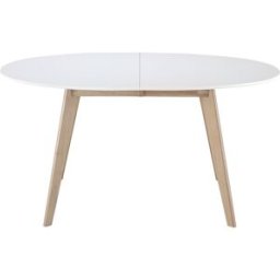 Miliboo Table à manger extensible ovale blanche et bois clair L150-200 cm LEENA