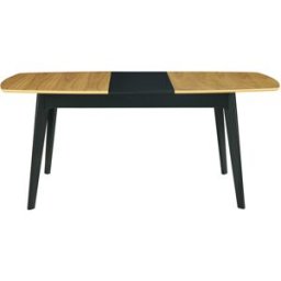 Miliboo Table extensible rallonges intégrées rectangulaire bois et noir L140-180 cm MEENA