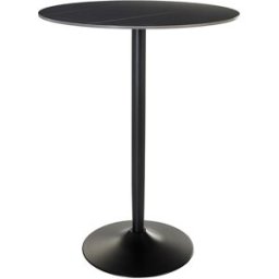 Miliboo Table haute design ronde en céramique noire et métal D80 cm MALOU
