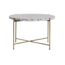 Miliboo Table basse ronde design en terrazzo et métal doré D55 cm MEZZO