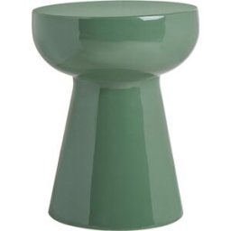 Miliboo Table d'appoint ronde en métal émaillé vert kaki D34 cm MOGOU