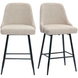 Miliboo Tabourets de bar pivotants 360° en tissu chenille beige et métal H66 cm (lot de 2) HASTA